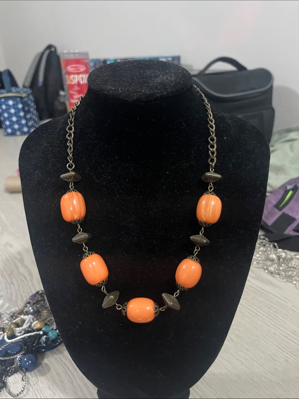 Orange Bead Statement Necklace
